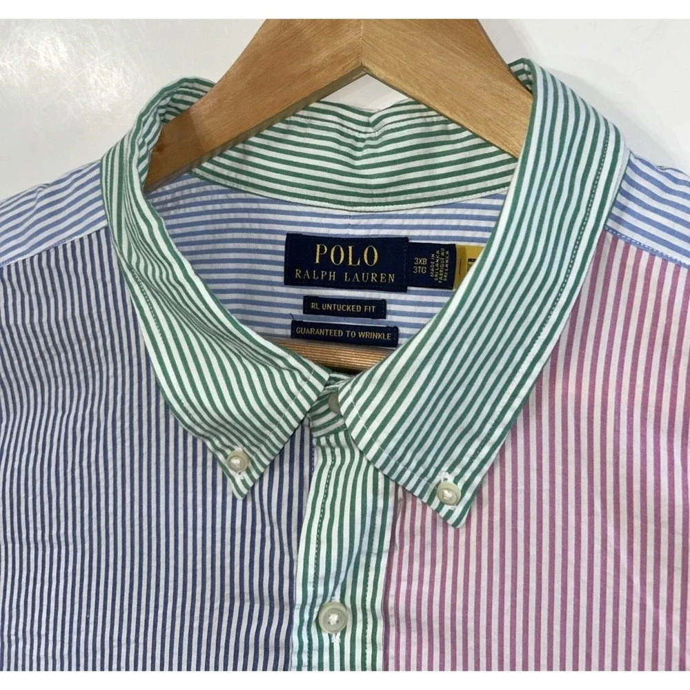 Polo Ralph Lauren Big & Tall Men's Colorblock S/S Button Front Shirt Sz 3XB